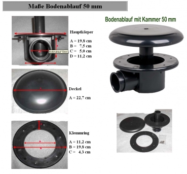 PVC Bodenablauf 50 mm mit Kammer