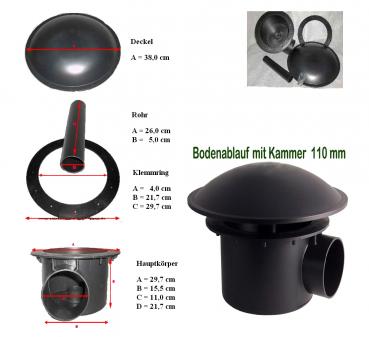 PVC Bodenablauf 110 mm mit Kammer