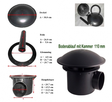 PVC Bodenablauf (geeignet für EPDM) 110 mm